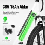 E-Bike 27,5 Zoll City Trekkingrad 250W 36V 15Ah Akku 100km Reichweite 7-Gang Scheibenbremsen Herren Damen – Bild 3