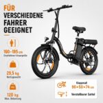 CHEEVALRY WITAMBIKE C16 Klapprad E-Bike 20 Zoll 250W 48V 16Ah 100km Reichweite Weiß – Bild 5