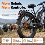 E-Mountainbike 26 Zoll 250W 48V 20AH 100-120km Reichweite hydraulische Scheibenbremsen 150kg – Bild 5