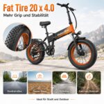 E-Bike Klapprad 20 Zoll Fatbike CHEEVALRY CF1000, 48V 20Ah Akku 120km, 60 Nm, Vollfederung, rot – Bild 7