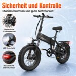 CHEEVALRY E-Bike Klapprad 20 Zoll Fat Tire, 48V 20Ah Akku 120km, 250W Motor 60Nm, Vollfederung – Bild 9