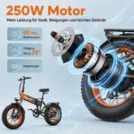 CHEEVALRY CF1000 Klapprad E-Bike 20" Fatbike, 48V 20Ah, 60 Nm, 7-Gang, Vollfederung, Schwarz-Orange – Bild 4