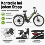 E-Bike 26 Zoll Tiefeinstieg 36V 20Ah 120km 250W Pedelec 43Nm 7-Gang Scheibenbremsen Federgabel weiß – Bild 5