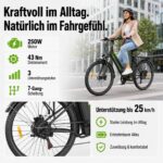 E-Bike 26 Zoll Tiefeinstieg 36V 20Ah 120km 250W Pedelec 43Nm 7-Gang Scheibenbremsen Federgabel weiß – Bild 2