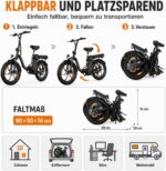 CHEEVALRY WITAMBIKE C16 Klapprad E-Bike 20 Zoll 250W 48V 16Ah 100km Reichweite Weiß – Bild 3