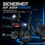 CHEEVALRY WITAMBIKE C16 E-Bike Klapprad 20 Zoll 250W 48V 16Ah Akku 100km Fatbike Schwarz – Bild 2