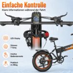 CHEEVALRY CF1000 Klapprad E-Bike 20" Fatbike, 48V 20Ah, 60 Nm, 7-Gang, Vollfederung, Schwarz-Orange – Bild 2