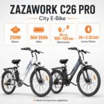 CHEEVALRY E-Bike 26 Zoll 250W 36V 20Ah Akku 120km Reichweite 7-Gang Schaltung Scheibenbremsen 25 km/h – Bild 2