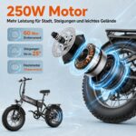 CHEEVALRY E-Bike Klapprad 20 Zoll Fat Tire, 48V 20Ah Akku 120km, 250W Motor 60Nm, Vollfederung – Bild 2