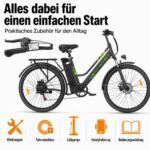 E-Bike 26 Zoll Citybike 36V 20Ah Akku 120km Reichweite 250W Motor 7-Gang mechanische Scheibenbremsen schwarz – Bild 6